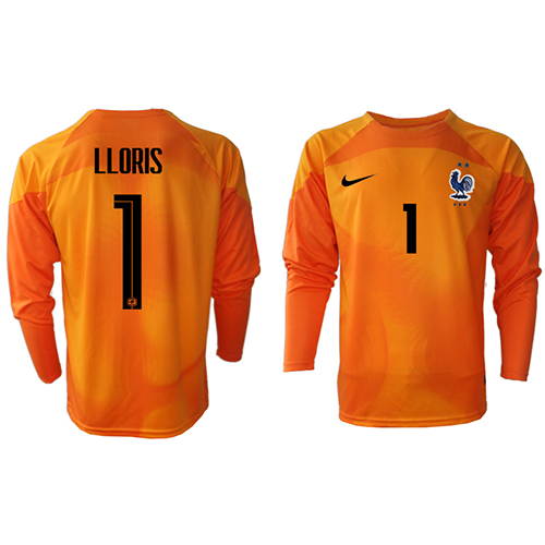 Billige Frankrike Hugo Lloris #1 Keeper Hjemmetrøye VM 2022 Langermet